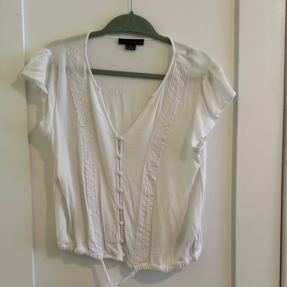 Sanctuary White Button-Front Blouse - image 1